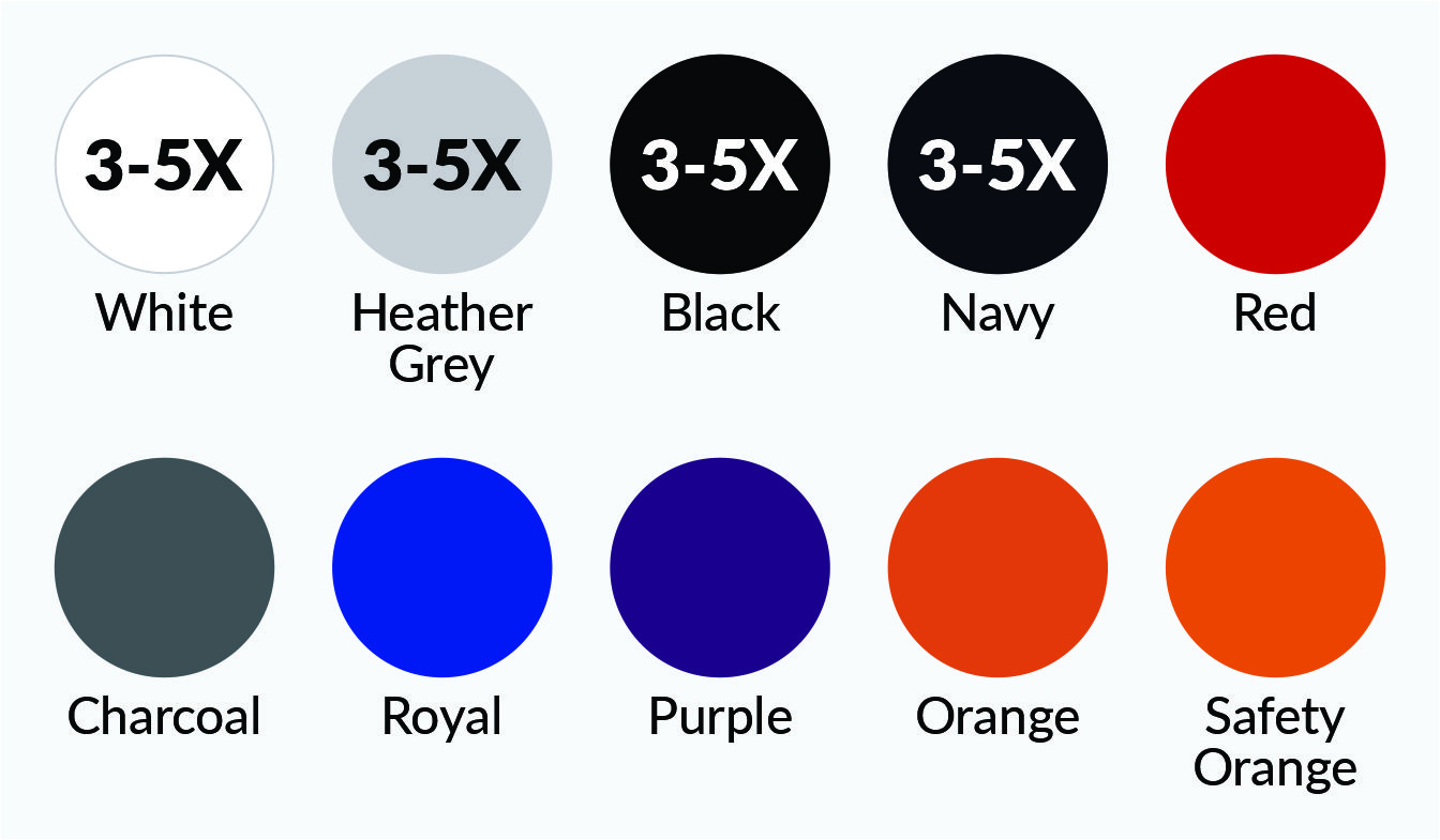 Ordering Takes About a Week for: White Heather Grey Black Navy Red Charcoal Royal Purple Orange Safety Orange